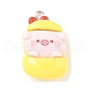 Cute Pig Theme Opaque Resin Pendants RESI-V005-007F-1