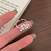 925 Sterling Silver Round Beaded Adjustable Cuff Rings FS-WG0E80B-01-1