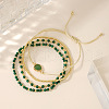 4Pcs 4 Styles Synthetic Malachite & Brass Round Stretch Bracelet & Triangle  Link Bracelet Set CD1271-2
