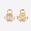 Brass Micro Pave Cubic Zirconia Charms ZIRC-G128-06G-2