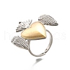 Gothic Style Brass Micro Pave Clear Cubic Zirconia Cuff Rings for Women RJEW-U051-02E-GP-4