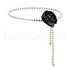 White Plastic Imitation Pearl Round Beaded Tassel Chain Belts for Dress FS-WGDCF9E-01-3