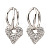 Brass Micro Pave Clear Cubic Zirconia Hoop Earrings EJEW-D322-08P-4