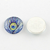Half Round/Dome Feather Pattern Glass Flatback Cabochons for DIY Projects GGLA-Q037-12mm-M43-2