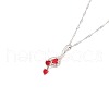 Zinc Alloy Pave Red Cubic Zirconia Pendant Necklaces for Women FS-WGB158F-04-2