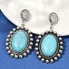 Alloy Synthetic Turquoise Dangle Stud Earrings EJEW-U053-01AS-1
