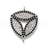 Brass Micro Pave Clear and Black Cubic Zirconia Triangle Connector Charms KK-L229-060P-1