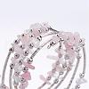 Five Loops Wrap Rose Quartz Beads Bracelets BJEW-JB02589-01-2
