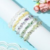 5Pcs 5 Styles Natural Green Aventurine & Quartz Crystal & Prehnite & Citrine & Fluorite Chips Beaded Stretch Bracelet Sets BJEW-JB10872-3