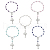 Acrylic Round with Cross Pattern Beaded Charm Bracelets for Women BJEW-JB11347-2