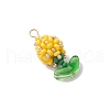 Glass Seed Beaded Flower Bud Pendants PALLOY-MZ00760-03-3
