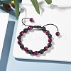 Round Stone Braided Bead Bracelets Set BJEW-JB07260-04-2