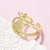Brass Micro Pave Cubic Zirconia Cuff Rings RJEW-P149-01A-G-3