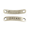 Rectangle Carved Affirmative Word Dream Tibetan Style Alloy Message Links connectors for Bracelet Making X-TIBE-S233-AS-LF-1