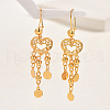Fashionable Brass Coin with Heart Tassel Hoop Earrings AY1961-3