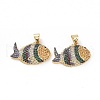 Brass Micro Pave Clear Cubic Zirconia Pendants ZIRC-F135-03G-04-2