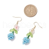 Flower 304 Stainless Steel Glass Seed Beads Dangle Earrings EJEW-MZ00470-02-4