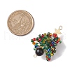 Natural Tiger Eye & Glass Seed Beaded Connector Charms PALLOY-MZ00225-2