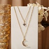 Double-Layer Alloy Crystal Rhinestone Moon Star Pendant Necklaces WG81F5F-01-1