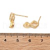 Rhombus & Flat Round Brass Micro Pave Cubic Zirconia Stud Earrings for Women EJEW-G428-20G-01-5