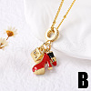 Brass Micro Pave Clear Cubic Zirconia Enamel Pendant Necklaces FS-WG967EC-02-1