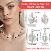 Beebeecraft 6Pcs 3 Styles Rack Plating Brass Micro Pave Cubic Zirconia Pendant STAS-BBC0013-24-2