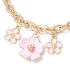 2Pcs 2 Styles Alloy Pink Enamel Flower Bowknot Pendant Cable Chain Purse Decorative Chains AJEW-BA00148-6