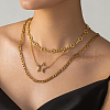 Stainless Steel & Brass Pave Colorful Cubiz Zirconia Star Pendant 3 Layered Hip-hop Fashion Necklaces for Women MU5744-4