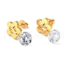 Clear Cubic Zirconia Flower with Dragonfly Dangle Stud Earrings EJEW-G292-09G-2