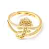 Clear Cubic Zirconia Initial Letter with Crown Adjustable Ring RJEW-M139-17F-2