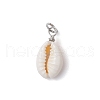 Natural Cowrie Shell Pendants PALLOY-JF03711-01-2