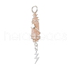 3Pcs 3 Styles Electroplated Natural Quartz Crystal Nuggets Copper Wire Wrapped Pendants PALLOY-JF03128-09-3