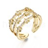 Brass Micro Pave Clear Cubic Zirconia Cuff Rings X-RJEW-S044-084-NF-1