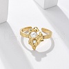 304 Stainless Steel Cubic Zirconia Cuff Rings for Women RJEW-D302-02G-05-5