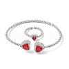Heart Brass Micro Pave Cubic Zirconia Cuff Bangles & Rings Sets for Women SJEW-R002-05P-05-4