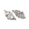 Brass Pave Clear Cubic Zirconia Double Heart Connector Charms KK-P308-74P-2
