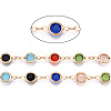 Flat Round Handmade Brass Glass Link Chains CHC-TAC0009-06KCG-4
