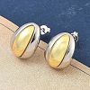 Brass Two Tone Stud Earrings for Women EJEW-U057-04G-B-2