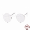 925 Sterling Silver Round Flat Pad Stud Earring Findings STER-T002-201S-6