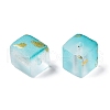 Frosted Glass Beads with Golden Glitter Powder X1-DGLA-NH001-8mm-01C-2