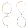 ANATTASOUL 4Pcs 4 Style Natural Shell & Imitation Pearl Beaded Necklaces Set NJEW-AN0001-53-1