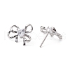 Bowknot Brass Stud Earrings EJEW-M245-04P-2