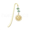 Natural Red Aventurine & Green Aventurine & South Red Agate & Sunstone Chips & Brass Sun Charms Bookmarks AJEW-JK00370-3