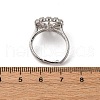 Flower Brass Micro Pave Clear Cubic Zirconia Cuff Ring Settings KK-D378-32P-4