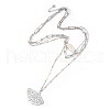 304 Stainless Steel & Natural Pearl & Enamel Beads Leaf Pendant 3 Layer Necklaces for Women NJEW-A045-18P-4