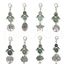 Angel Natural Green Aventurine Beads & Alloy Tree Pendant Decorations HJEW-JM03075-2