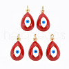 Real 16K Gold Plated Brass Enamel Pendants KK-S061-78K-NR-1