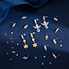 CREATCABIN 8 Pairs 2 Color Flower Shape Brass Cubic Zirconia Stud Earring Findings KK-CN0003-21-4