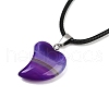 Dyed Natural Banded Agate Heart Pendant Necklaces NJEW-G166-01B-2