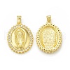Rack Plating Brass Micro Pave Clear Cubic Zirconia Pendants KK-C011-04G-1